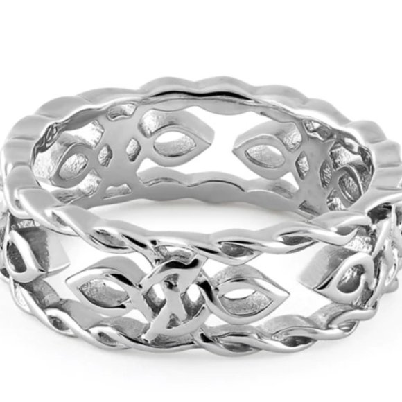 925 STERLING SILVER Celtic Autumn Open Work Eternity Band Ring - Picture 13 of 15